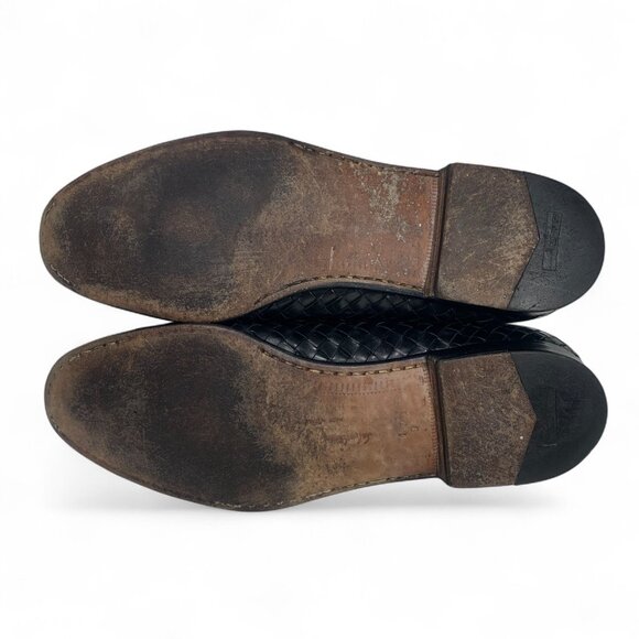 Salvatore Ferragamo Mens Brisbane Black Woven Leather Loafers Size 10.5 D - Picture 6 of 9